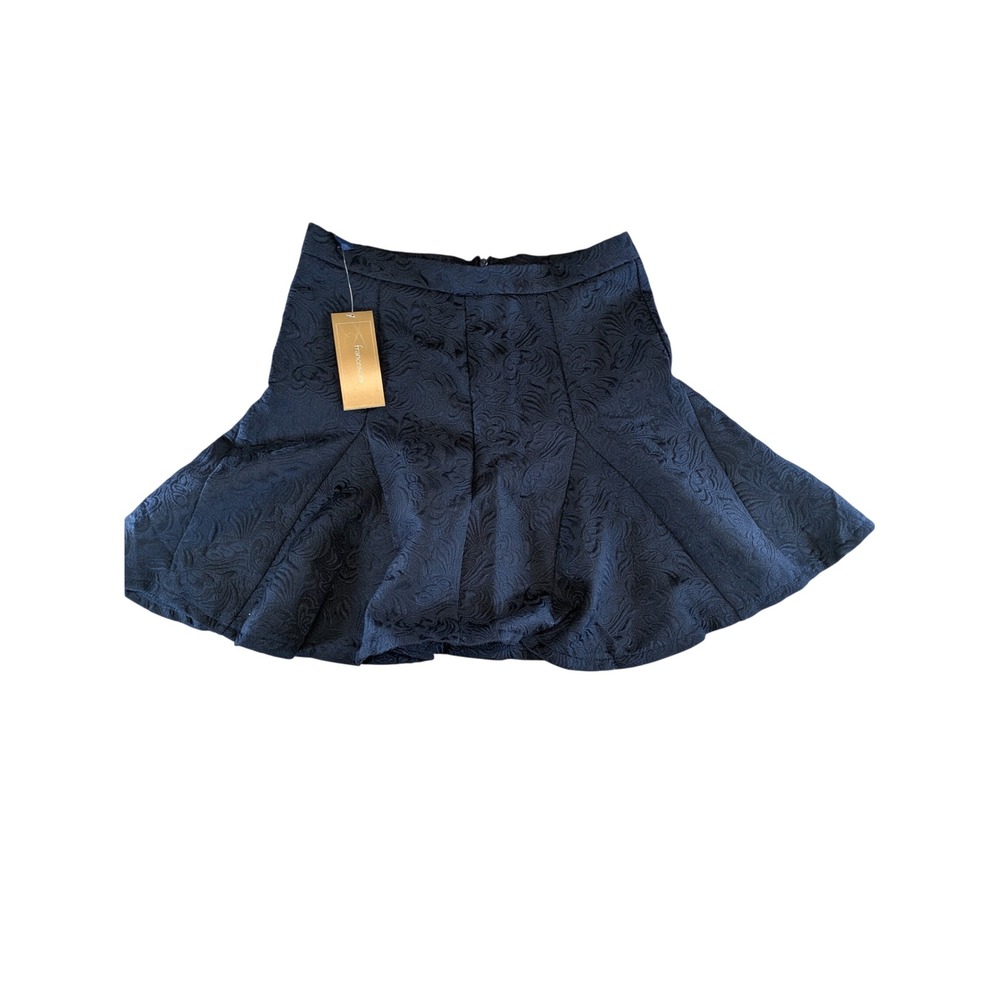 Francescas Navy Blue Damask Brocade Skater Mini‎ Skirt MS2250 NWT Womens Medium